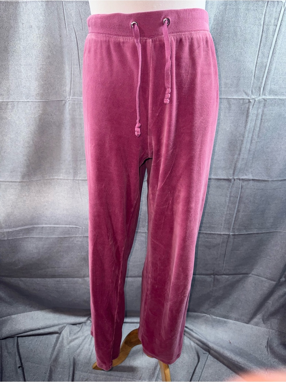 3116-metrostyle Women's Straight Leg Velour Pants in Rose Pink